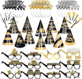 New Years Eve Party Supplies 2026 48 PCS Happy New Years Decoration Hats Glasses Headband for 2026 Party Props Festival Decorations Count Down NYE Party Supplies Favors (Black-2)