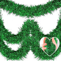 50 Feet Christmas Tinsel Garland, Metallic Twist Garland Wall Hanging Tinsel Garland Backdrop for Parade Floats, Carnival, Birthday, Wedding, New Year Party Decorations (Green, 2in x 50ft)