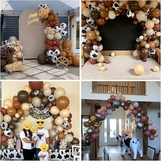 Cow Print Balloon Arch Kit, Dusty Pink and Brown Nude Balloon Garland Farm Cowgirl Western Balloons with Disco Ball Balloons for Rodeo Birthday Party Decorations Wild West Bachelorette Cowgirl Party