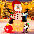 VIVOHOME 6FT Christmas Inflatable Outdoor Decoration, Snowman with Penguin and Red Ball, Navidad Blow Up Yard Decor with Built-in LED Light for Lawn, Garden, Party