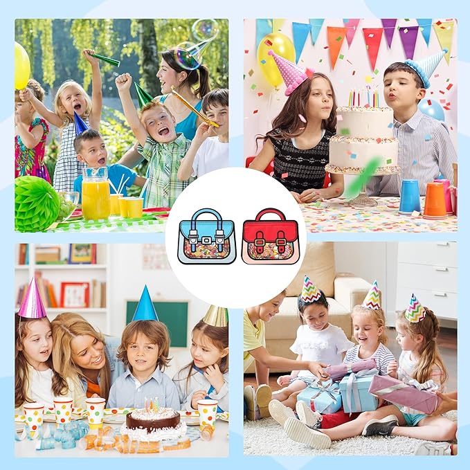 Lati 24PCS Birthday Party Favors Goodie Bags - Cartoon Style Durable Plastics Gift with Handles for Candy Treats,Events (Classroom Bags, Large)