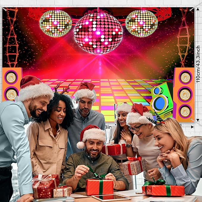 12X10 ft Dance Party Backdrop Retro 70s 80s 90s Theme Glitter Stage Dance Ball Background Disco Party Decoration DJ Backdrop Banner for Birthday Party Prom Portrait Photo Shoot Polyester, Blue010