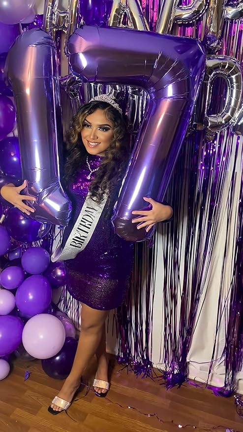 Purple Number Balloons for Birthday Party Decoration, 40 Inch Foil Number 0 Ballon for 0, 10, 20, 100, 2026 Celebration, Birthday, Baby Shower, Anniversary Decor