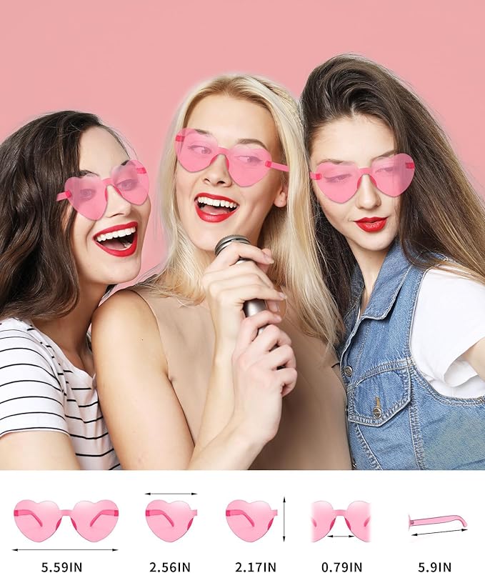 80 Pairs Heart Sunglasses for Women Bulk Transparent Pink Heart Shaped Sunglasses Bachelorette Party Glasses Fun Glasses for Party Favor to Add A Splash of Fun And Style