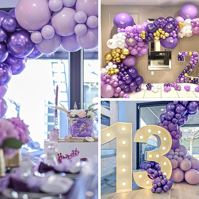 PartyWoo Metallic Purple Balloons 50pcs 12 Inch Chrome Purple Latex Helium Balloons for Mardi Gras Graduation Wedding Bachelorette Baby Shower Anniversary Birthday Party Decorations Purple-G105