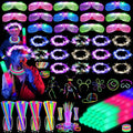 142 PCS Glow in the Dark Party Supplies, 14PCS Foam Glow Sticks, 14PCS Light Up Headband,14PCS LED Glasses and 100PCS Glow Sticks Bracelets,for Glow Party, New Year, Wedding, Concert, Birthday