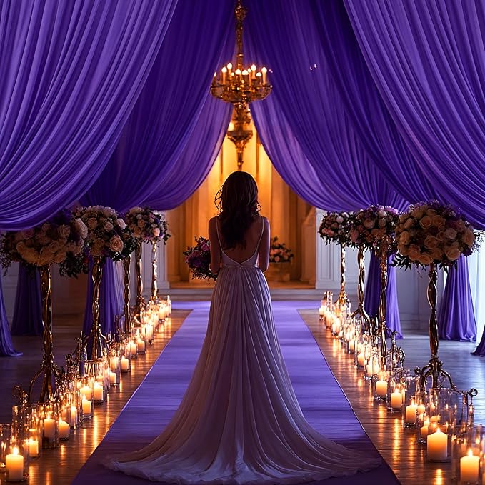 24x10FT Dark Purple Backdrop Curtains for Wedding Parties, Wrinkle Free Polyester Photography Backdrop Drapes for Baby Shower Birthday Parties Stage Background Stand Decorations 4x10ft,6 Panels