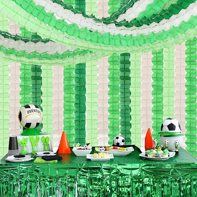 Green-White Party Decorations Streamers Garland - 157Ft Four-Leaf Clover Hanging Banner, Jungle Theme Supplies Baby Shower Spring Summer Birthday Decor Hugtmr