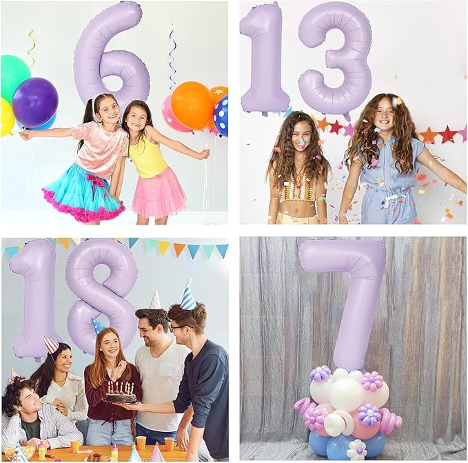 40 Inch Purple Number Balloons Light Purple 2 Balloon Matte purple Birthday Balloons 0-9 Birthday Wedding Party digital Decorations (Number 2)