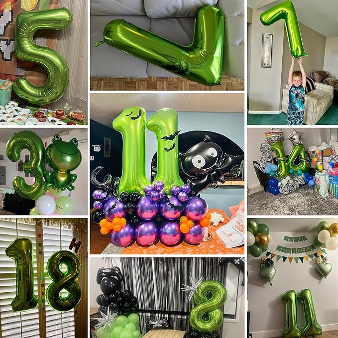 Smlpuame 40 inch Number Balloon 0-9 Green Large Number 8 Balloons,Digital Balloons for Birthday Party Celebration Decorations Supplies, Helium Foil Number Balloons for Wedding Anniversary