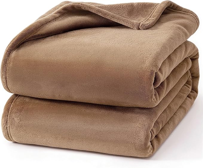 Hansleep Fleece Camel Full Blanket, Super Soft Flannel Fuzzy Plush Cozy Blanket for All Seasons, Camel, Full 84x90 Inches