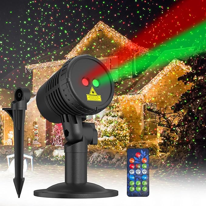 Christmas Projector Lights Outdoor, Christmas Light Projector with Remote, Moving Outdoor Holiday Decoration Light Show for House, Yard, Garden, Patio, and Festive Party Decorations, Christmas Gift