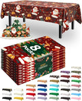 Pureegg Plastic Table Cloth Disposable 8 Pack, 54 x 108 Inch Rectangle Tablecloths, Sturdy Leakproof Plastic Covers for Party, Picnic, Wedding, Winter & Xmas Decoration, Christmas Red
