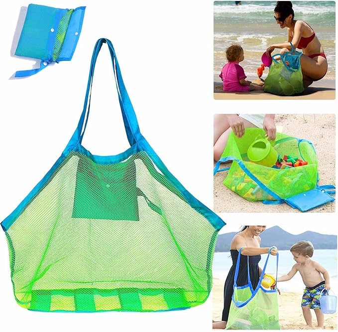 SupMLC Mesh Extra Large Beach Bags and Totes - Holds Toys, Towels, Sand Away - For Children's Toys, Market, Grocery, Picnic