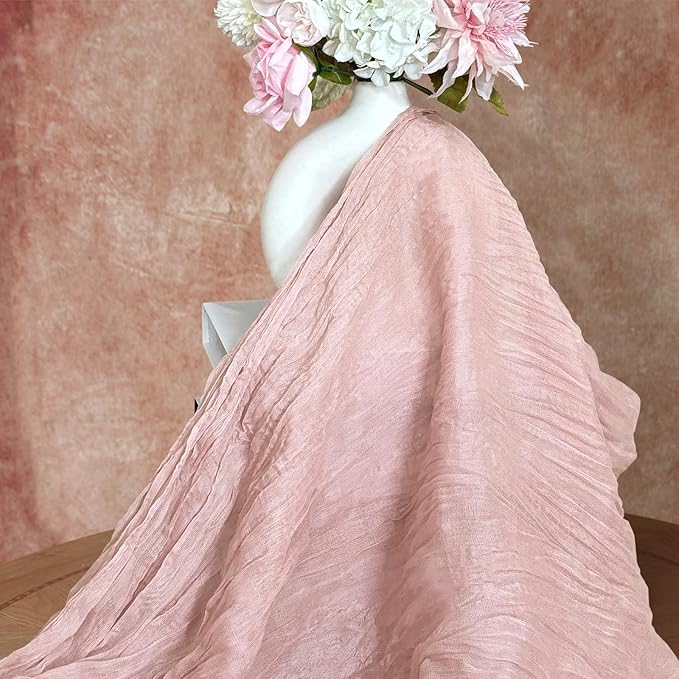 FEXIA Cheesecloth Table Runner Dusty Pink 35x120 Inches 4 Packs Gauze Table Runner Burnt for Wedding Decor Reception Bridal Shower Baby Shower Birthday Centerpiece Engagement