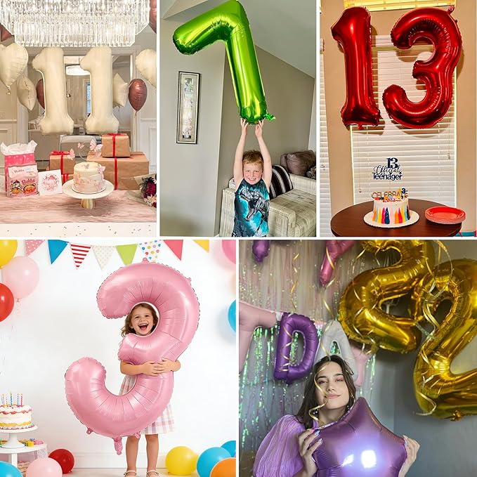 Smlpuame 40 inch Number Balloon 0-9 Gold Large Number 4 Balloons,Digital Balloons for Birthday Party Celebration Decorations Supplies, Helium Foil Number Balloons for Wedding Anniversary
