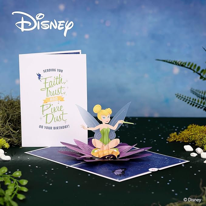 Lovepop Happy Birthday Pop-Up Card for Her and Him- 3D Disney Birthday Greeting Cards for Boys, Girls, Men, Women - Pixie Dust - 5" x 7" Tinker Bell Card - Blank Note Card & Envelope Included