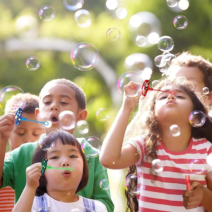 AMFZON 24Pcs Race Car Party Favors Bubble Wands for Kids, Racecar Wheels Mini Bubbles Wand Toys, Two Fast Birthday Party Supplies Goodie Gift Bag Stuffers Pinata Classroom Prizes