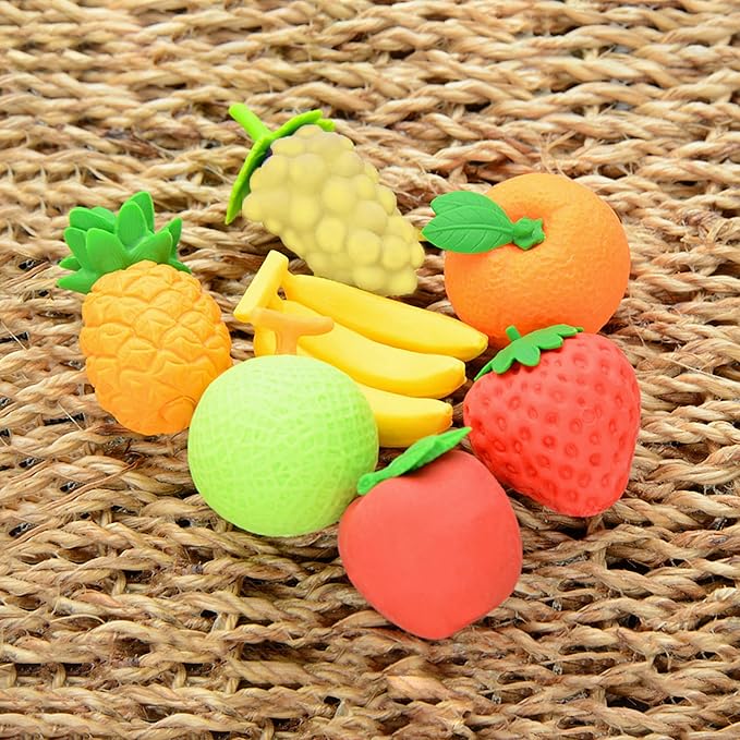 72 Pcs Assorted Fruit Pencil Erasers Toy Set, Mini Vegetable Puzzle Erasers Bulk, 3D Come Apart Gift for Kids Reward Party Favors (Fruit and Vegetable)