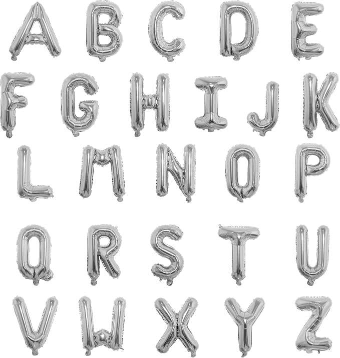 16 Inch Foil Mylar Balloons 26pcs Letters Balloons A-Z (Silver)