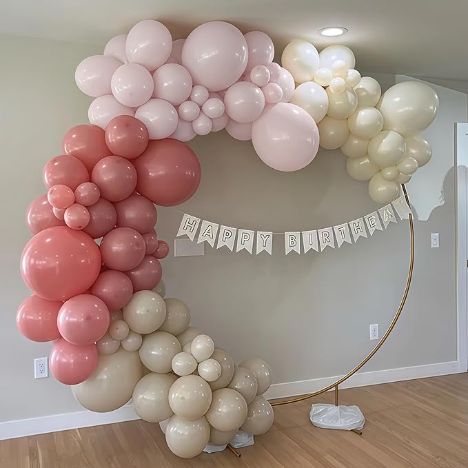 Dusty Pink Balloon Arch Kit 115Pcs Boho Blush Pink Balloons Garland Neutral Retro Peach Nude Beige Cream White Sand Birthday Party Balloons for Girls Baby Bridal Shower Wedding Engagement Decorations