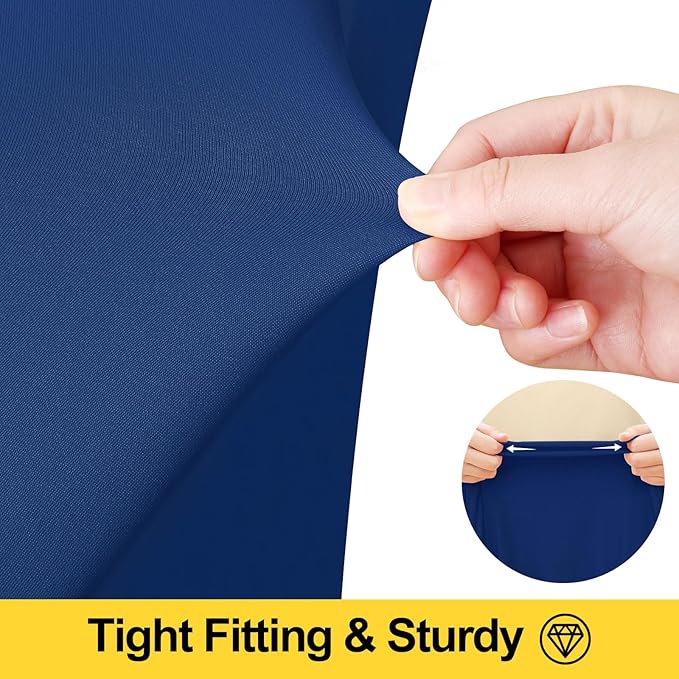 Smiry Spandex Tablecloth 2 Pack, Elastic Fitted Stretch Tablecloth for 8FT Rectangle Tables, Waterproof Washable Table Cover Skirt for Outdoor, Wedding, Banquet & Parties (Navy, 96Lx30Wx30H Inch)