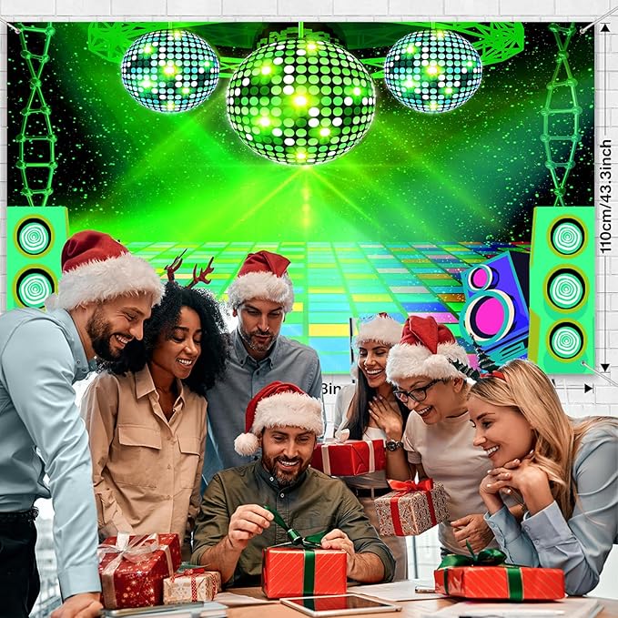 Dance Party Backdrop Retro 80s 90s Theme Stage Dance Ball Music Birthday Party Decoration DJ Photography Background 7X5 ft for Baby Shower Picture Photo Shoot Polyester Fabric, Red