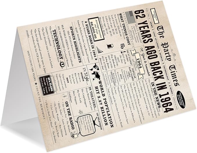Ziwenhu Vintage 62nd Birthday Card Gifts for Women Men,Funny 62 Year Old Birthday Party Decorations for Grandma or Grandpa,Big 62nd Birthday Cards for Dad Mom