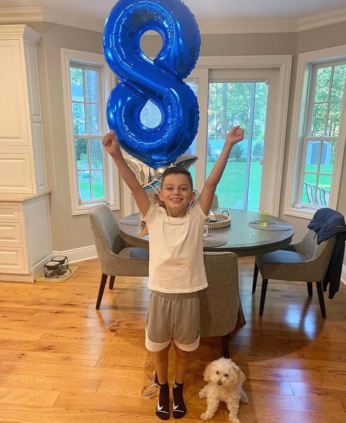Navy Blue 8 Balloon, Number Balloon 40 Inch, Blue Birthday Decorations, 8 18 28 38 80 Birthday Balloons, 8th Party Supplies, Number 8 Balloon
