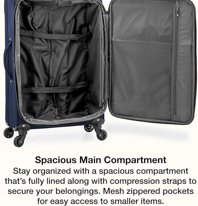 U.S. Traveler Anzio Softside Expandable Luggage with Spinner Wheels, Navy, 2-Piece Set (22/30)
