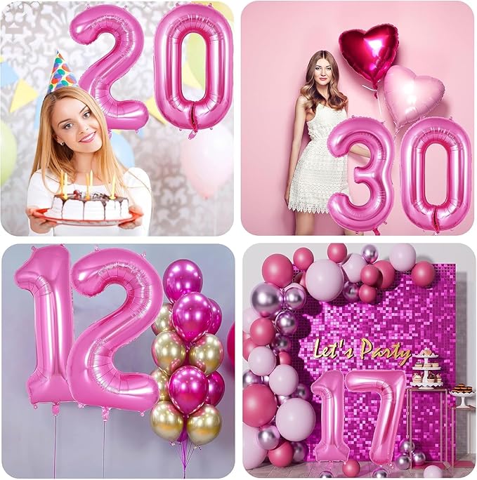 Pink Number Balloons, Large Hot pink Number 8 Balloon 40 Inch Pink 8 Balloon for Men Women Boys Girls 8th Birthday Party Decoration