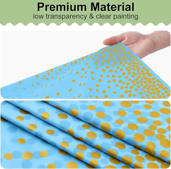 misaya 3 Packs Dot Disposable Table Cloth, 54 x 108 Inch Waterproof Plastic Tablecloth, Rectangle Gold Dots in Light Blue Table Covers for Easter, Picnic, Birthday, Party