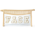 Boho Patch Face Cosmetic Bag - Summer FACE Chenille Varsity Toiletry Makeup Bag Beige Letter Clear Waterproof Travel PVC Zipper Clutch Daily Use Purse Summer Beach Pool Pouch for Women Girl