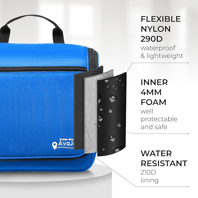 Travel Toiletry Bag for Men and Women - (10.6”x10.6”x3.2”) Large Hanging Toiletry Organizer - Waterproof Hygiene Bag with Metal XXL Swivel Hook, with Sturdy Zippers and 19 Compartments for Toiletries