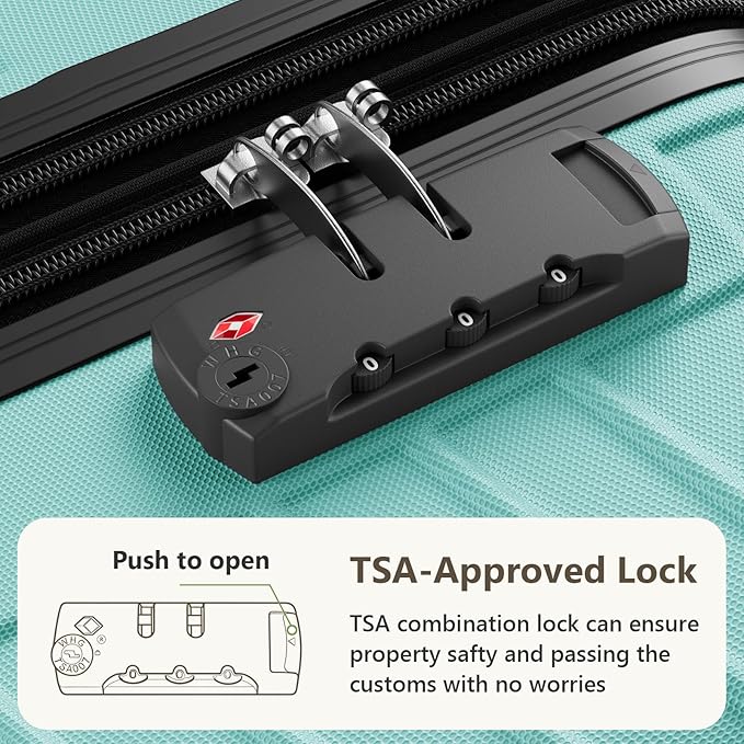 Luggage Sets 3 Piece, ABS Hardside Suitcase Set (20/24/28) with Spinner Wheels, TSA Security Lock, Airline-Approved Carry-On & Lightweight Large Checked Luggage for Business, Travel, Family Vacations