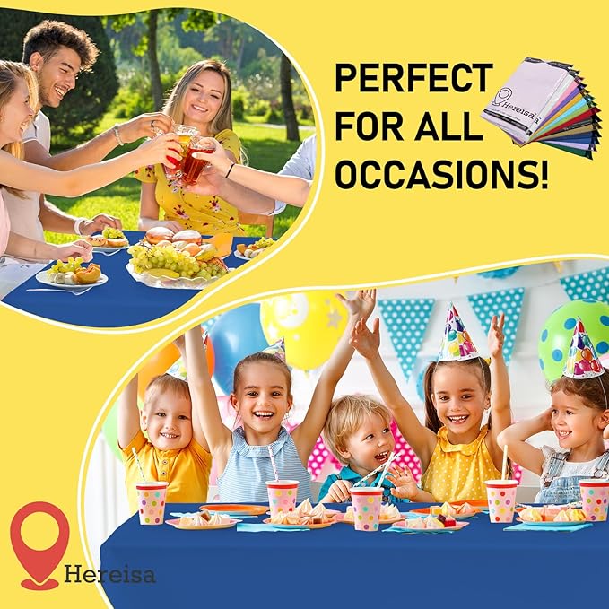 Plastic Royal Blue Tablecloths 3 Pack Disposable Table Covers 54" x 108" Dark Blue Table Cloths PEVA Party Tablecovers for Parties Picnic Birthday Wedding Banquet
