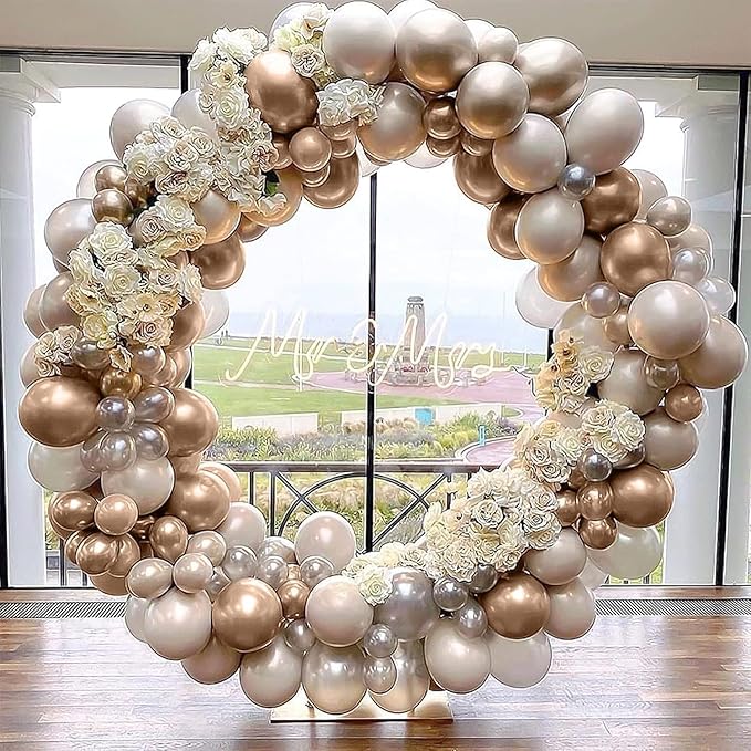 Nude White Gold Balloons, 60PCS Metallic Champagne Gold Cream White Clear Balloon White Sand Blush Beige Transparent Party Balloons for Birthday Boho Wedding Anniversary Engagement Hen Decorations