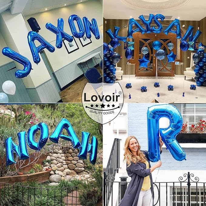 Lovoir 40 Inch Large Blue Letter S Balloons Big Size Jumbo Mylar Foil Helium Balloon for Birthday Party Celebration Decorations Alphabet Blue S