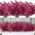 RECUTMS 12Pcs Artificial Fall Mums Flowers Plants Outdoors, Faux Plastic Shrubs Fake Greenery UV Resistant for Garden Patio Decor Window Box Office Hanging Planter Pathway Front Porch(Wine Red)