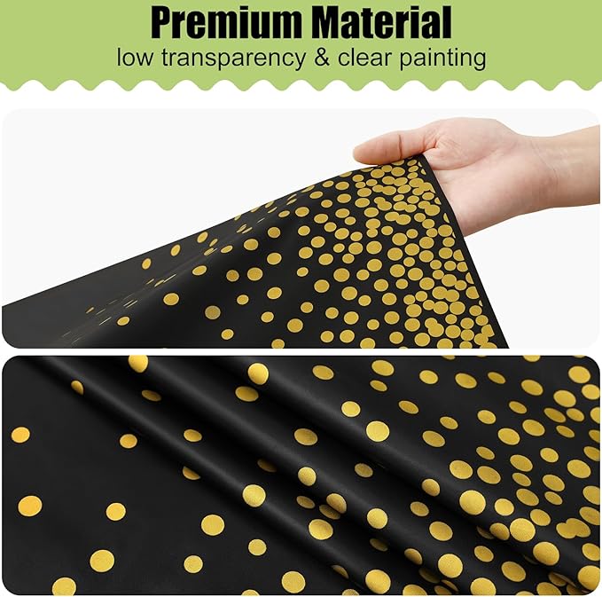 Smiry Disposable Table Cloth - 15 Pack, 54 x 108 Inch Waterproof Rectangle Tablecloths for Parties, Decorative Plastic Table Cover, Leakproof & Sturdy, Black & Gold