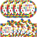 40Pcs Building Block Plates and Napkins Party Supplies, Disposable Colorful Building Block Birthday Party Plates Napkins Tableware Set for Boys Birthday Party Decorations Serve 20 (Building Block)