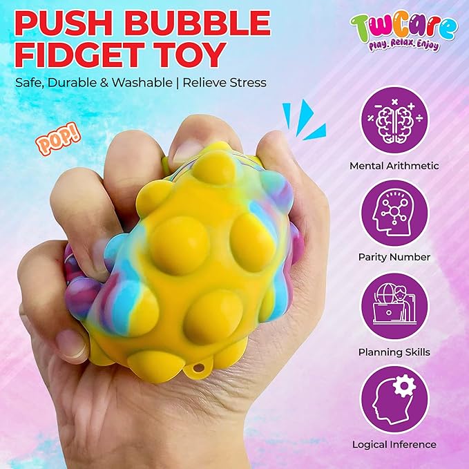 6 Pack Stress Balls, Vent Dinosaur Fidget Mesh Squishy Stress Relief Toys for Adults Anxiety Sensory Squeeze Pop Colorful Basket Stuffers Classroom Student Rewards Carnival Prizes Birthday Goody Bag