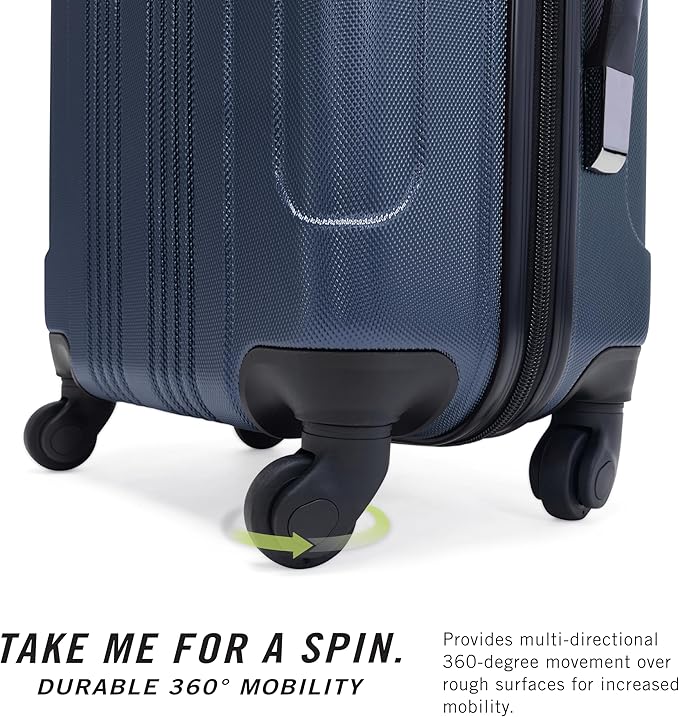 Kenneth Cole REACTION Out of Bounds Lightweight Hardshell 4-Wheel Spinner Luggage, Naval, 24-Inch Checked