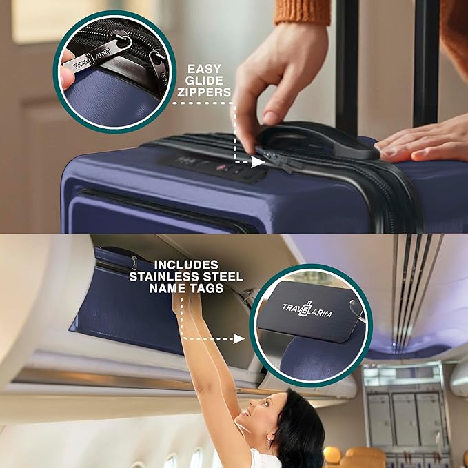 TRAVELARIM Luggage Sets 2 Piece, 20 Inch Carry on Luggage and 28 Inch Suitcases with Wheels Spinner, Durable Hard Shell Suitcase Set, Expandable Travel Suitcase, Navy