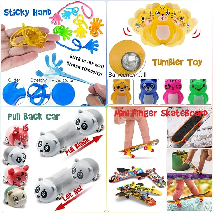 56 Pcs Party Favors Toys for Kids 4-8 8-12 3-5, Treasure Chest Box Toys Classroom Carnival Prizes Small Bulk Pop Fidget Toys Pack Pinata Stuffers Birthday Gifts Goodie Goody Candy Bags Fillers