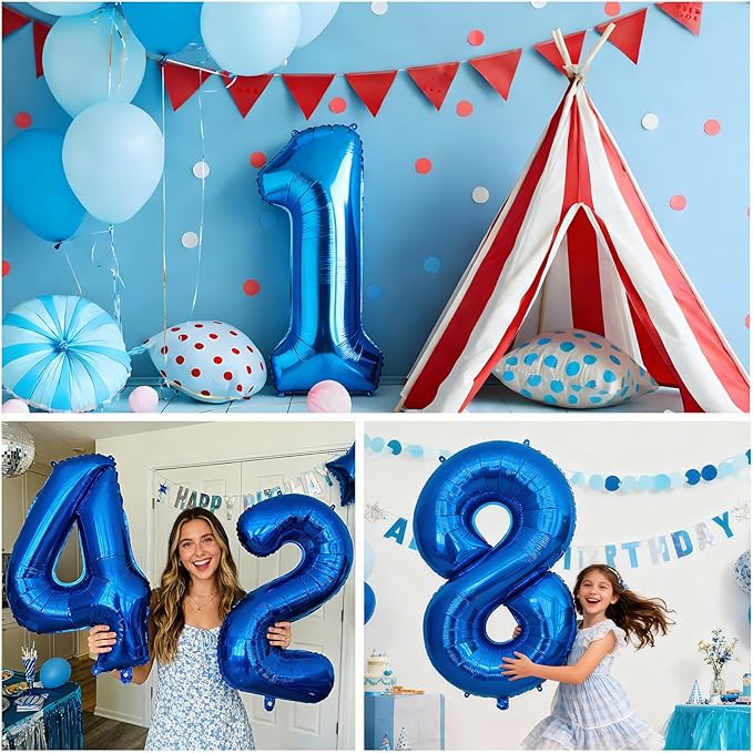 Smlpuame 40 Inch Navy Blue 10 Balloon for 10th Birthday Party, Blue Ten Number Balloon 10 Year Old Birthday Decorations for Boys Girls Men Women, Helium Giant Foil Number 10 Balloon