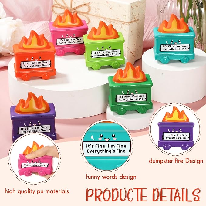 12 Pcs Dumpster Stress Balls Funny Motivational Stress Relief Balls Inspirational Emotional Relief Squeeze Fidget Toys for Adults Office Employee Coworker Staff Volunteer Teacher Team Gift