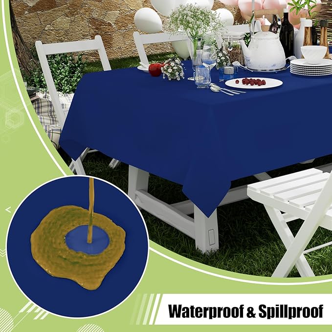 Smiry Disposable Table Cloth - 6 Pack, 54 x 156 Inch Waterproof Rectangle Tablecloths for Parties, Decorative Plastic Table Cover, Leakproof & Sturdy, Navy