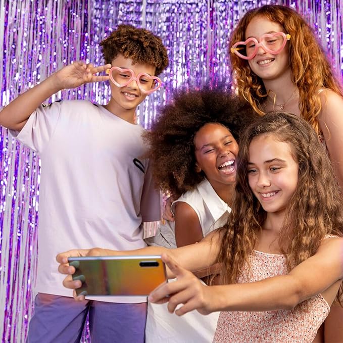 10 Pack Foil Curtain Backdrop Purple Metallic Tinsel Foil Fringe Curtains Photo Booth Props for Birthday Wedding Engagement Baby Shower Bachelorette Christmas Holiday Celebration Party