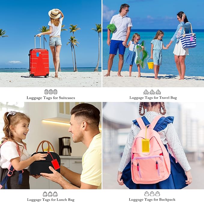 10 Pack Luggage Tags for Suitcases, Airplane Travel Essentials for Flying, International Travel Must Haves, and Luggage Accessories by Sodsay